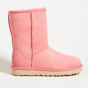 UGG classic short II women's leather boots in pink blossom colorway, size 7